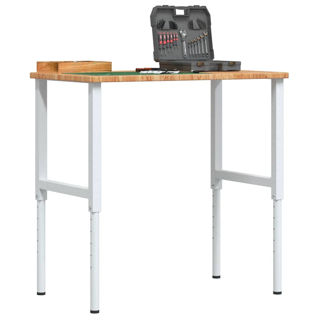 vidaXL Werkbank Hellbraun 100x60x(71,5-98) cm Massivholz Eiche