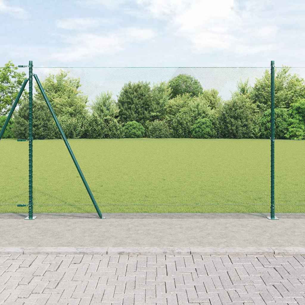 vidaXL Sechseckzaun mit Betonsockel 25 x 1,6 m PVC-beschichteter Stahl