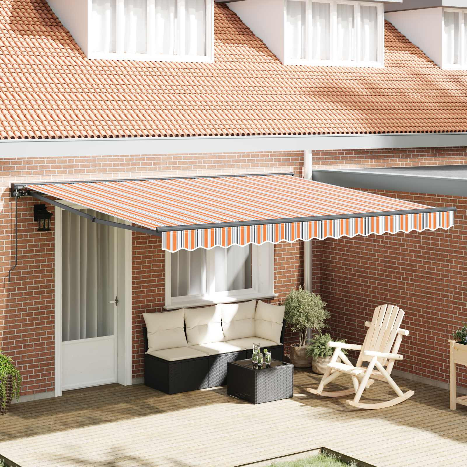 vidaXL Markisenrahmen Blau und Orange 400 x 300 cm