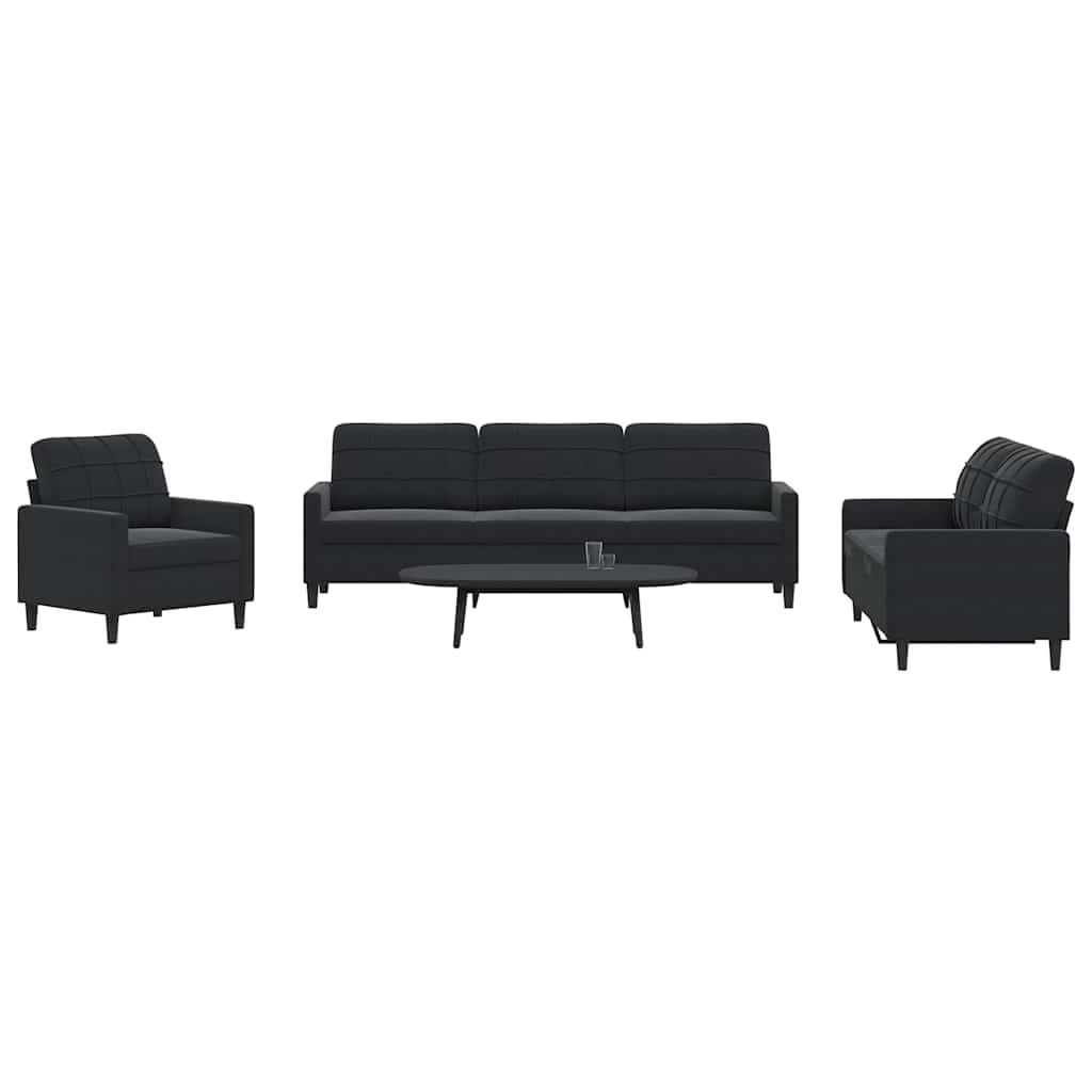 vidaXL 4-tlg. Sofagarnitur mit Kissen Schwarz Samt