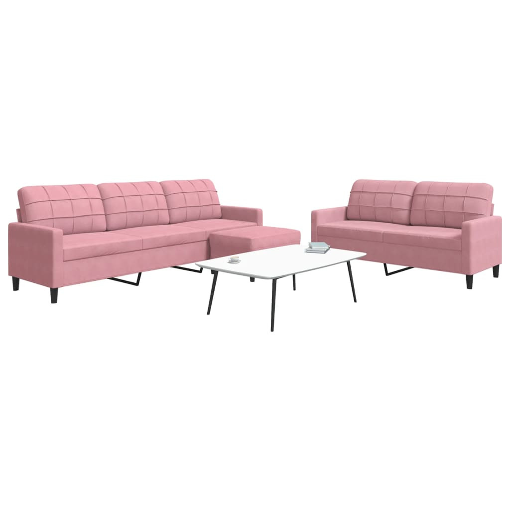 vidaXL 3-tlg. Sofagarnitur mit Kissen Rosa Samt