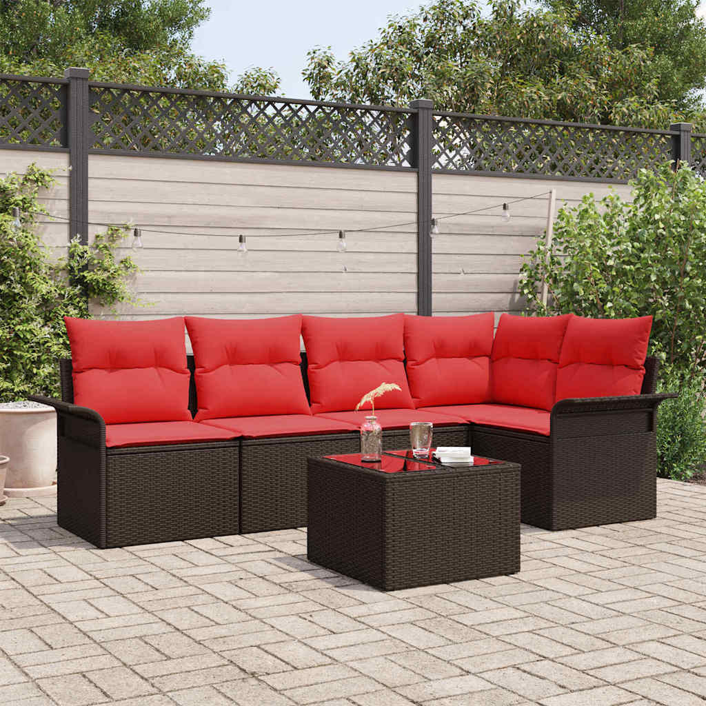 vidaXL Gartensofa-set mit Speicher 6 pcs Braun Poly-Rattan