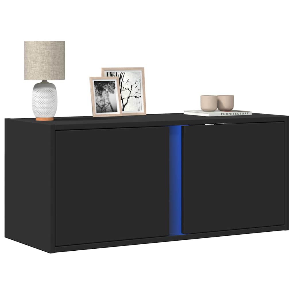 vidaXL TV-Wandschrank mit LED-Beleuchtung Schwarz 80x31x35 cm