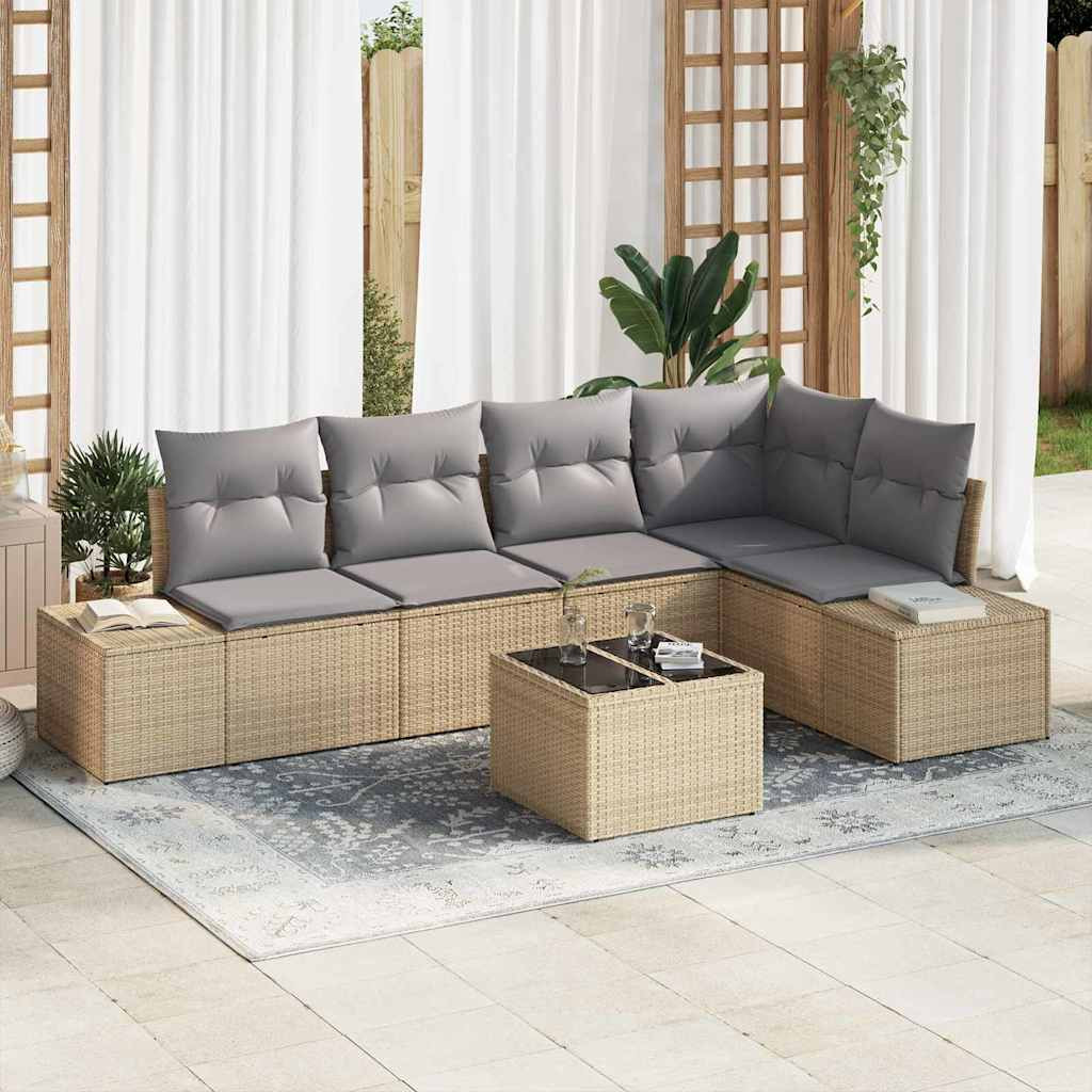 vidaXL Gartensofa-set mit Speicher Beige und Hellgrau Poly-Rattan