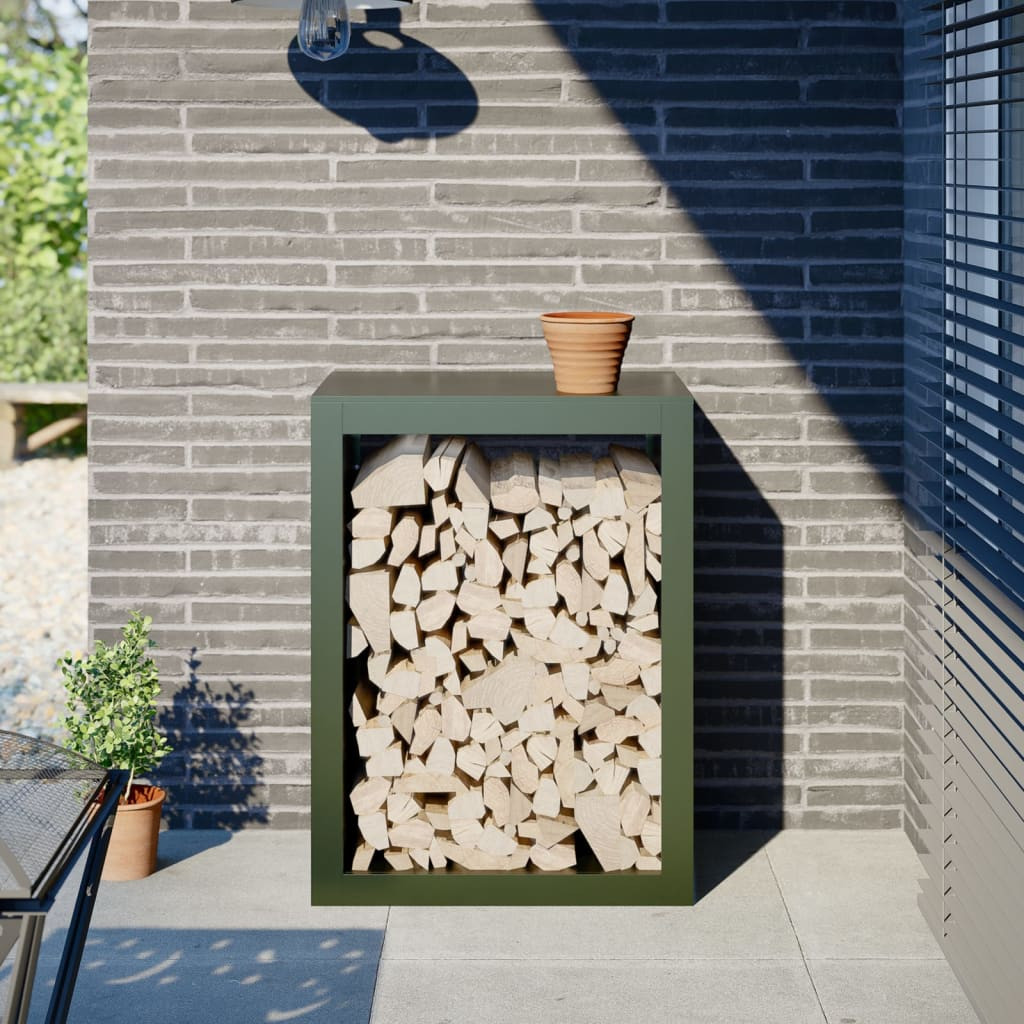 vidaXL Brennholzregal Grün 60x40x80 cm Stahl