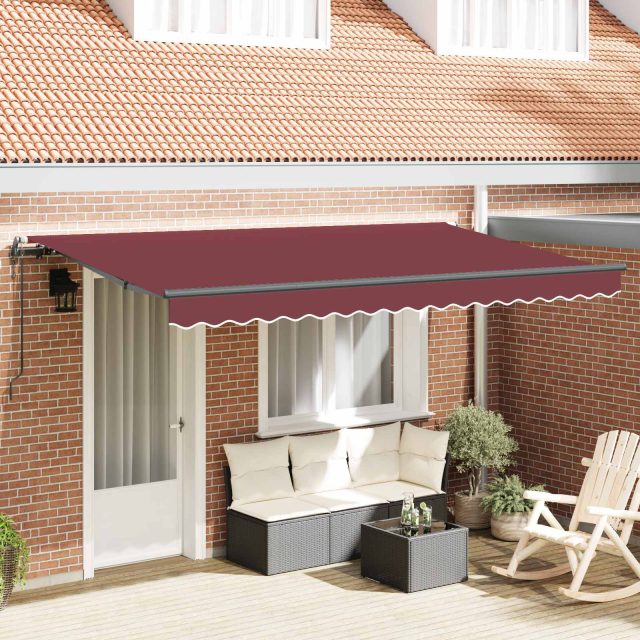 vidaXL Einziehbare Markise Bordeauxrot 400 x 200 cm Stoff