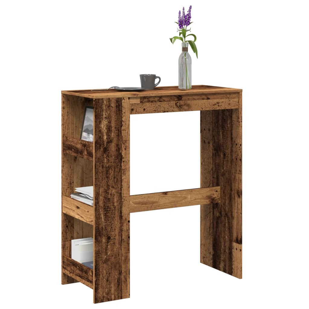 vidaXL Bartisch mit Regal Altholz-Optik 90x40x103,5 cm Holzwerkstoff