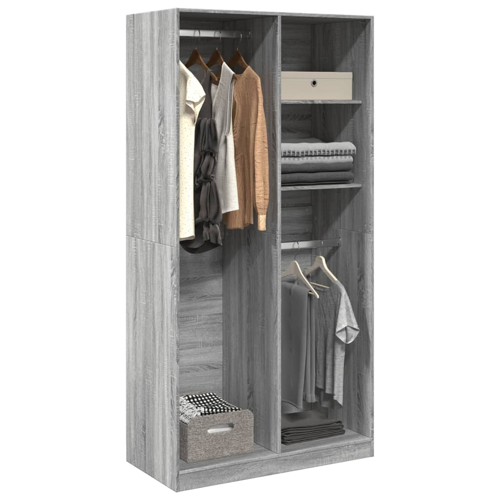 vidaXL Kleiderschrank Grau Sonoma 100x50x200 cm Holzwerkstoff