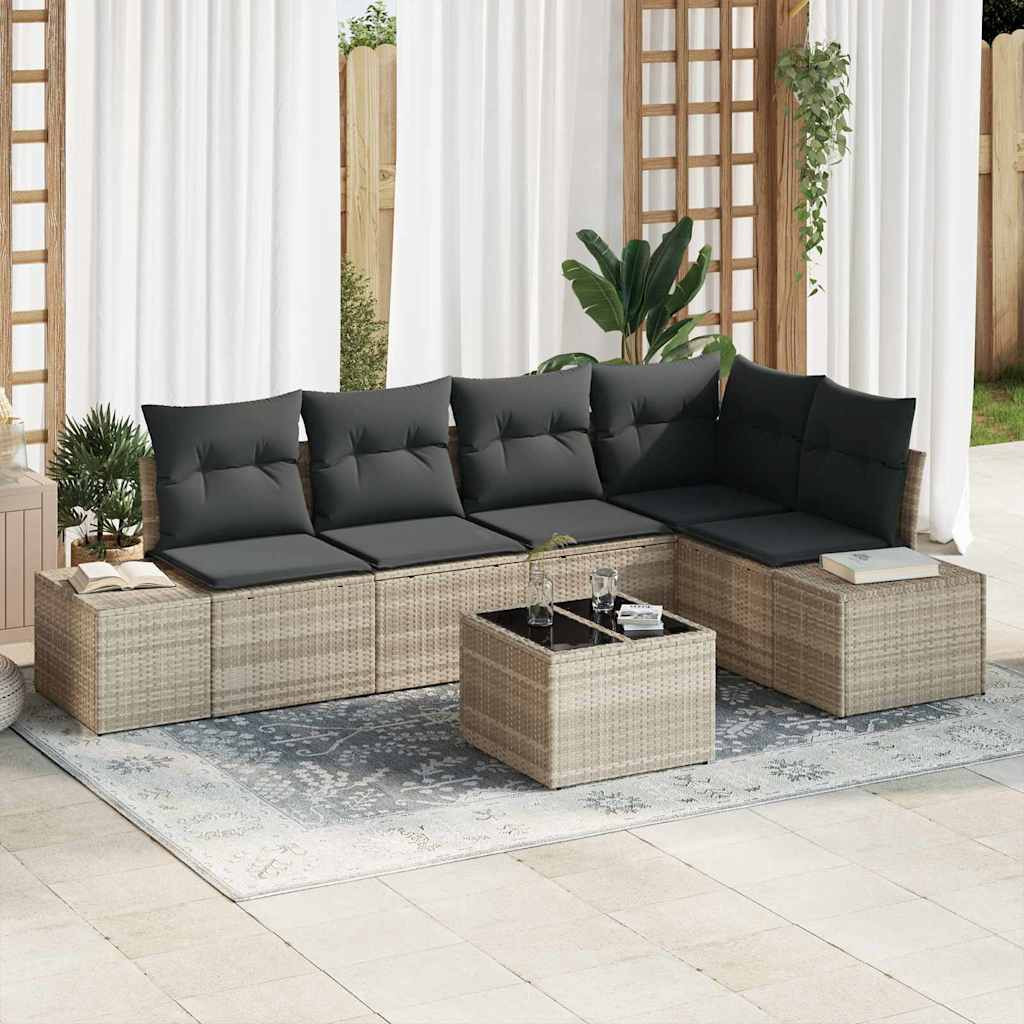 vidaXL Gartensofa-set mit Speicher Hellgrau Poly-Rattan