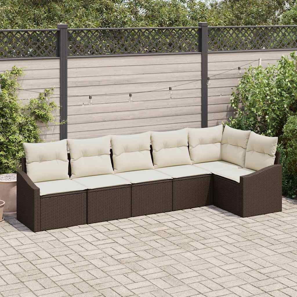 vidaXL Gartensofa-set mit Kissen 6 pcs Braun und Weiß Poly-Rattan