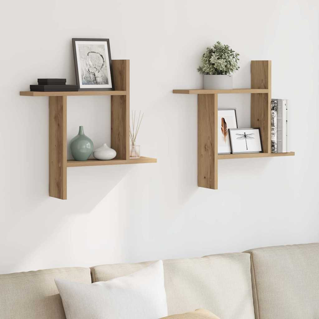 vidaXL Wandregale 2 Stk. Artisan-Eiche 50x12x50 cm Holzwerkstoff