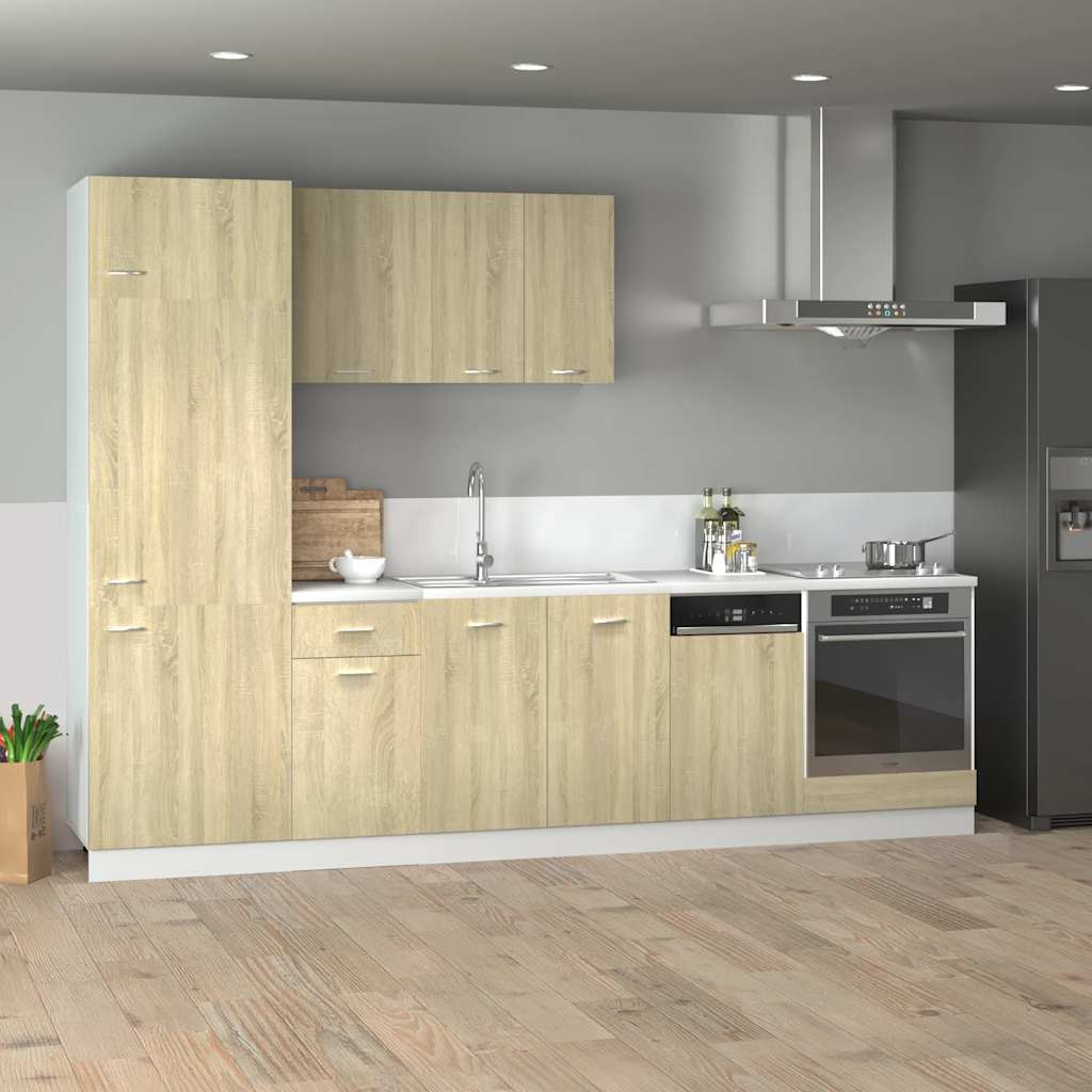 vidaXL 7-tlg. Küchenschrank-Set Lyon Sonoma-Eiche Holzwerkstoff