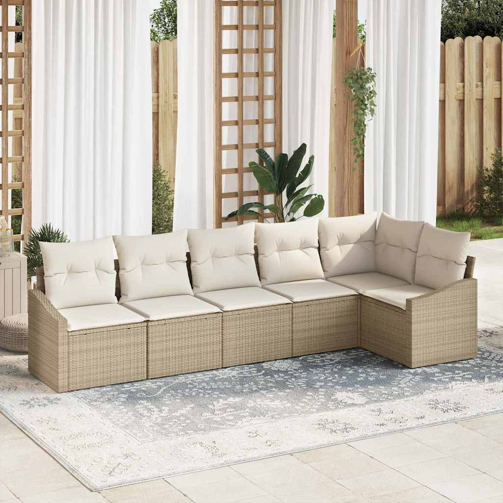 vidaXL Gartensofa-set mit Kissen 6 pcs Beige und Weiß Poly-Rattan