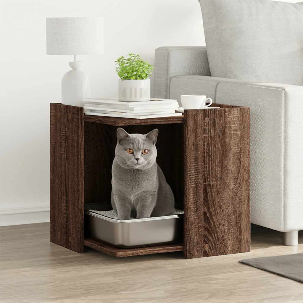 vidaXL Katzenklo Eichen-Optik 53x53x51 cm Holzwerkstoff