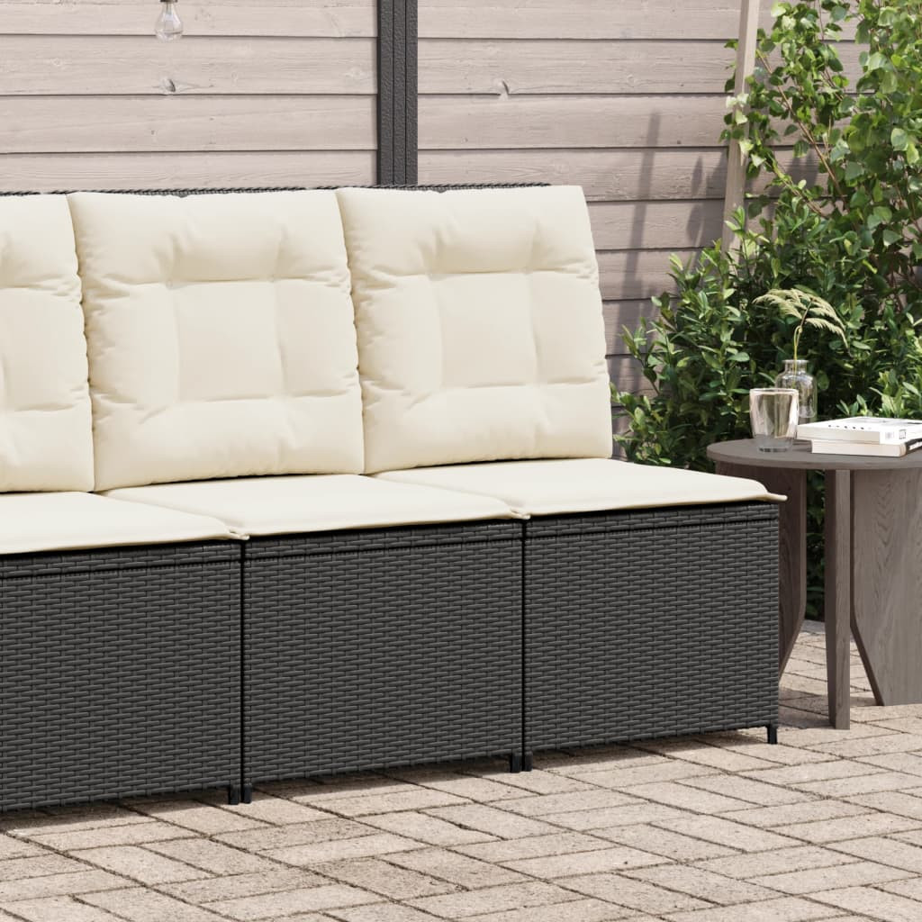 vidaXL Gartensessel mit Liegefunktion und Kissen Schwarz Poly Rattan
