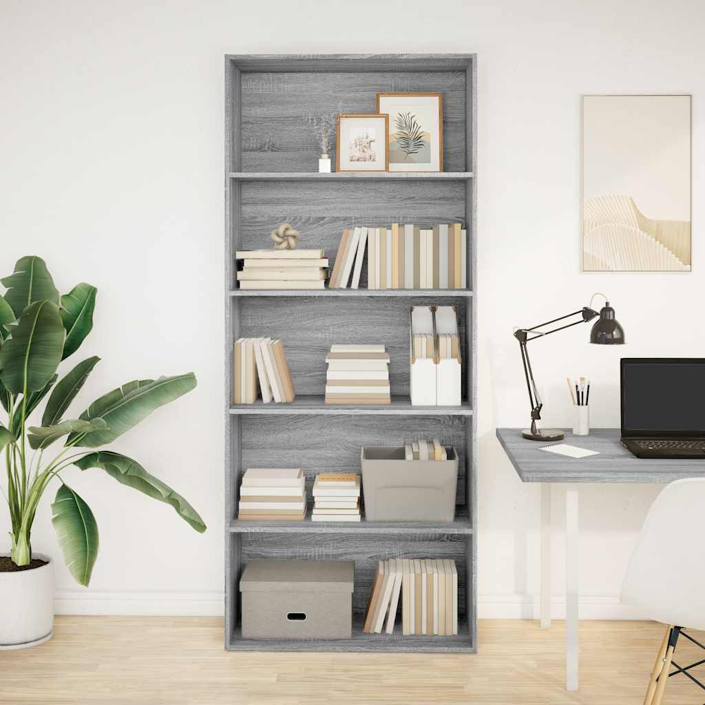 vidaXL Bücherregal Grau Sonoma 80x30x189 cm Holzwerkstoff