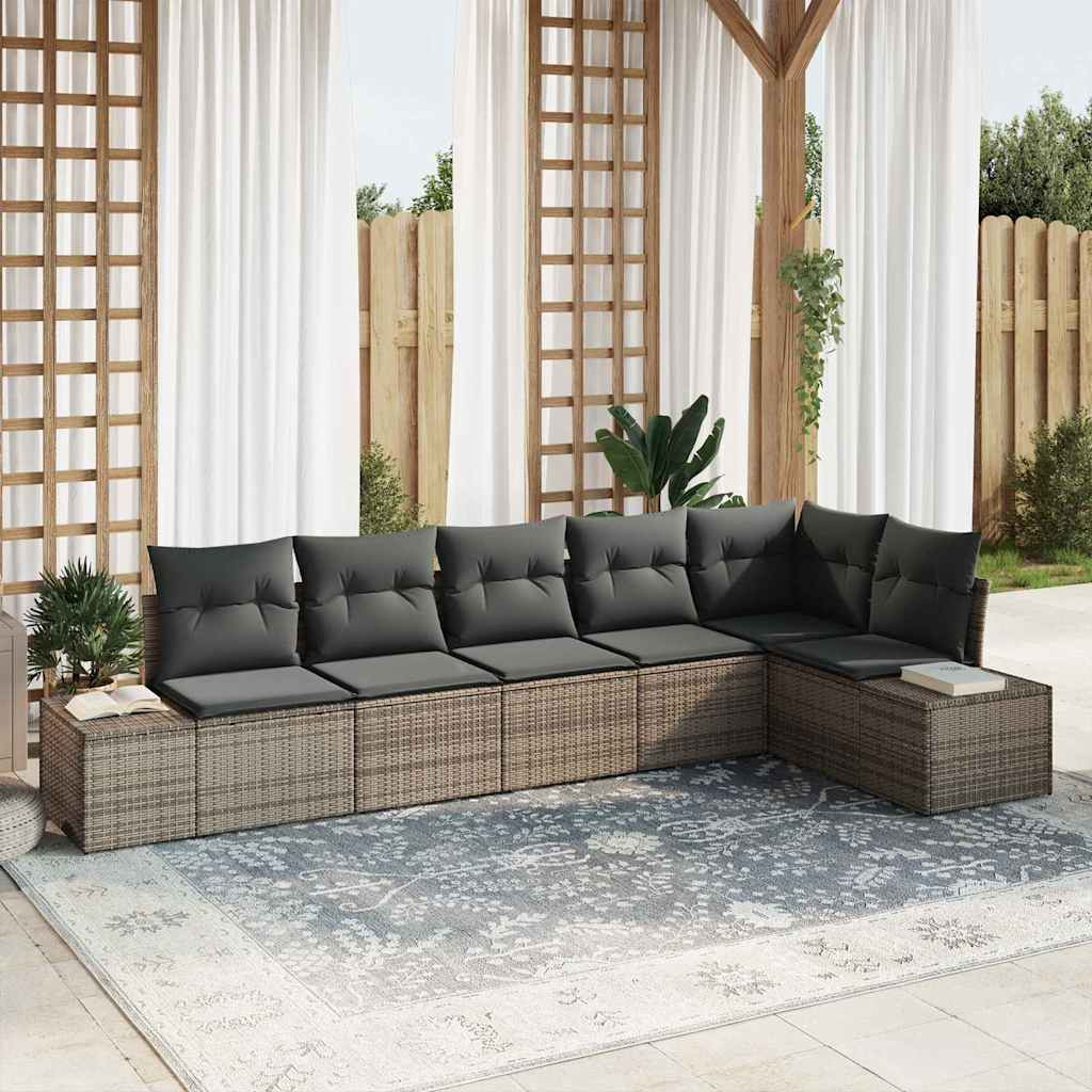 vidaXL Gartensofa-set mit Speicher 6 pcs Grau Poly-Rattan