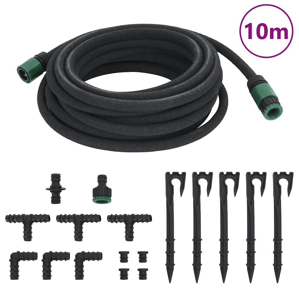 vidaXL Tropfschlauch Schwarz 0,6" 10 m Gummi