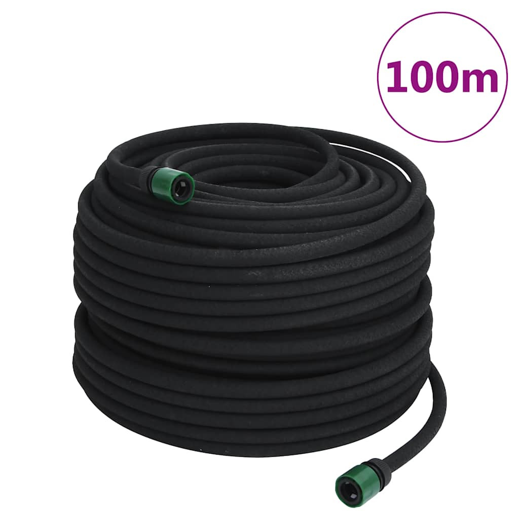 vidaXL Tropfschlauch Schwarz 0,6" 100 m Gummi