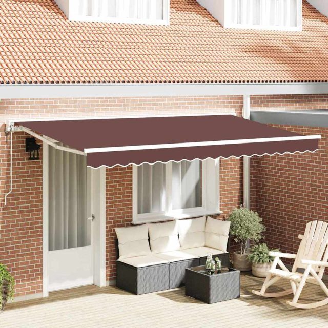 vidaXL Markisenrahmen Braun 400 x 200 cm Polyester mit PU-Beschichtung