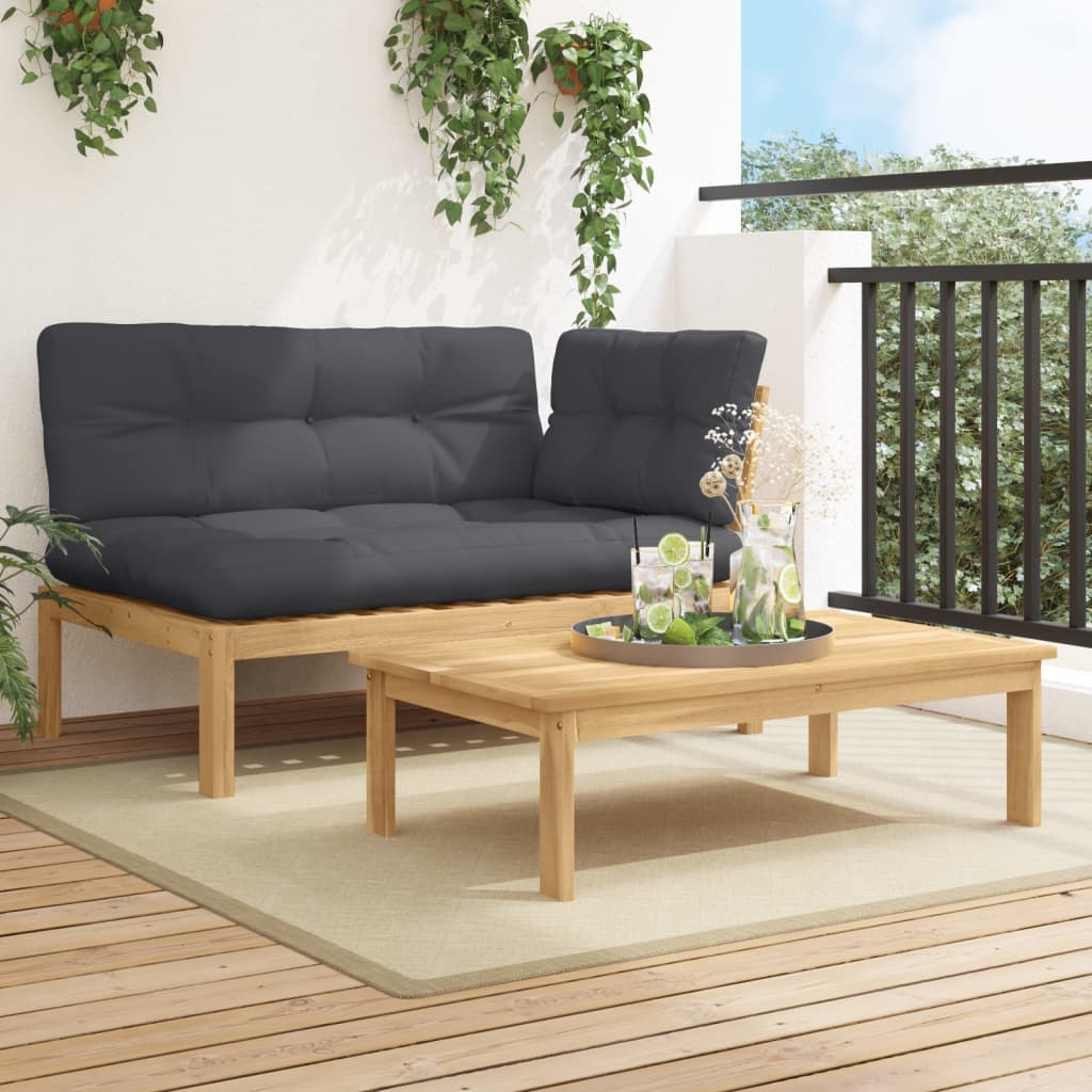vidaXL 2-tlg. Garten-Sofagarnitur aus Paletten mit Kissen Akazienholz