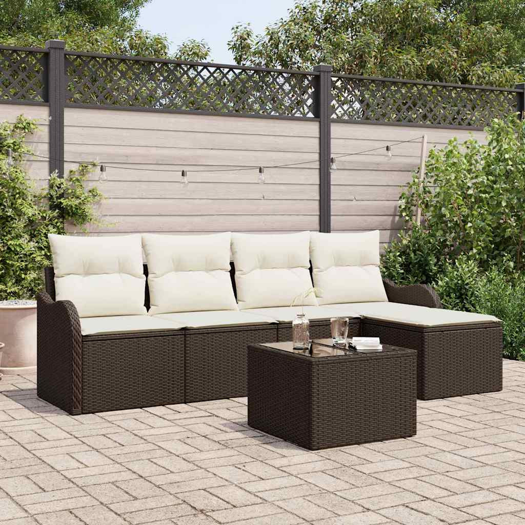 vidaXL Gartensofa-set mit Speicher 6 pcs Grau Poly-Rattan