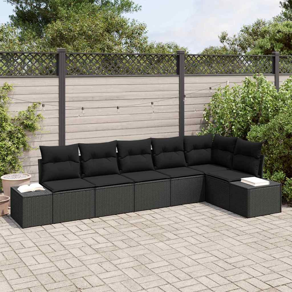 vidaXL Gartensofa-set mit Speicher 6 pcs Schwarz Poly-Rattan