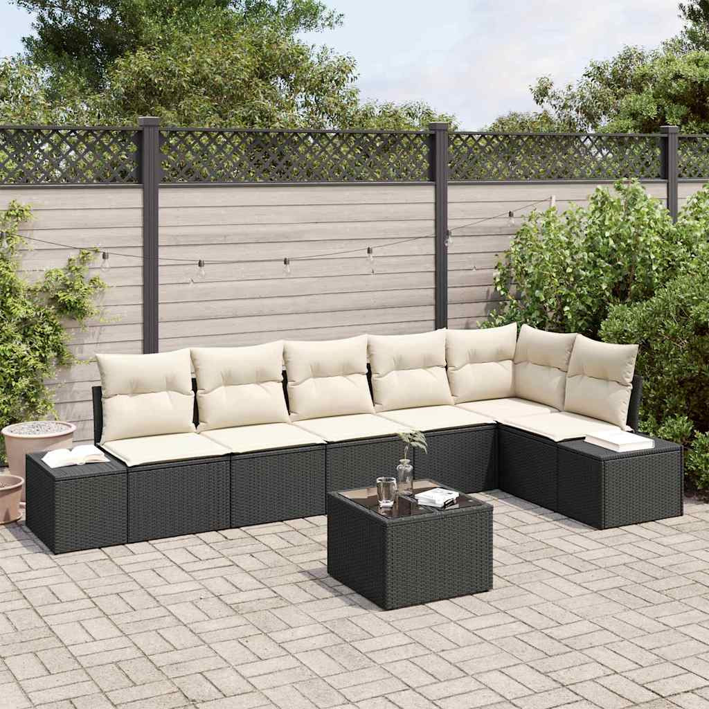 vidaXL Gartensofa-set mit Speicher Braun und Creme Poly-Rattan