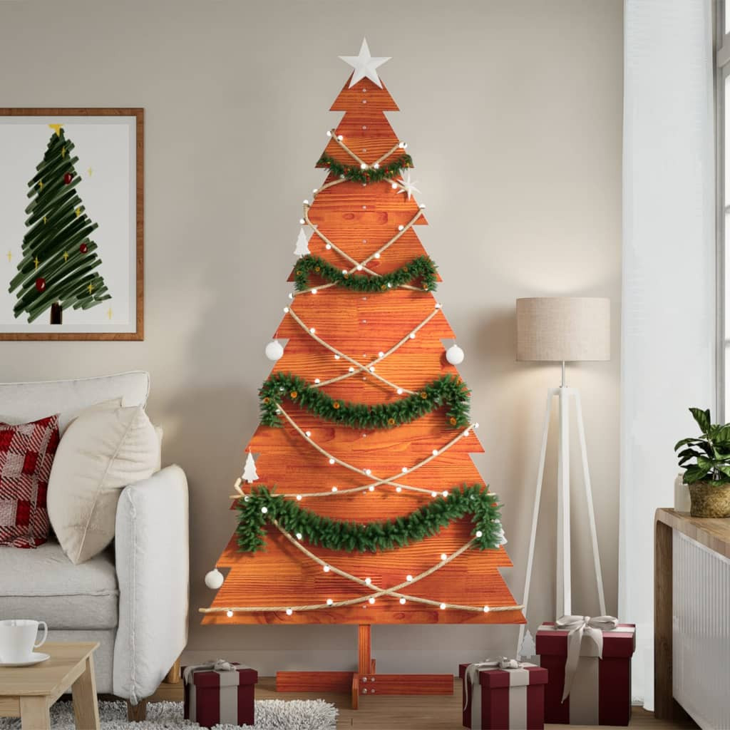 vidaXL Weihnachtsbaum zum Schmücken Wachsbraun 180cm Massivholz Kiefer