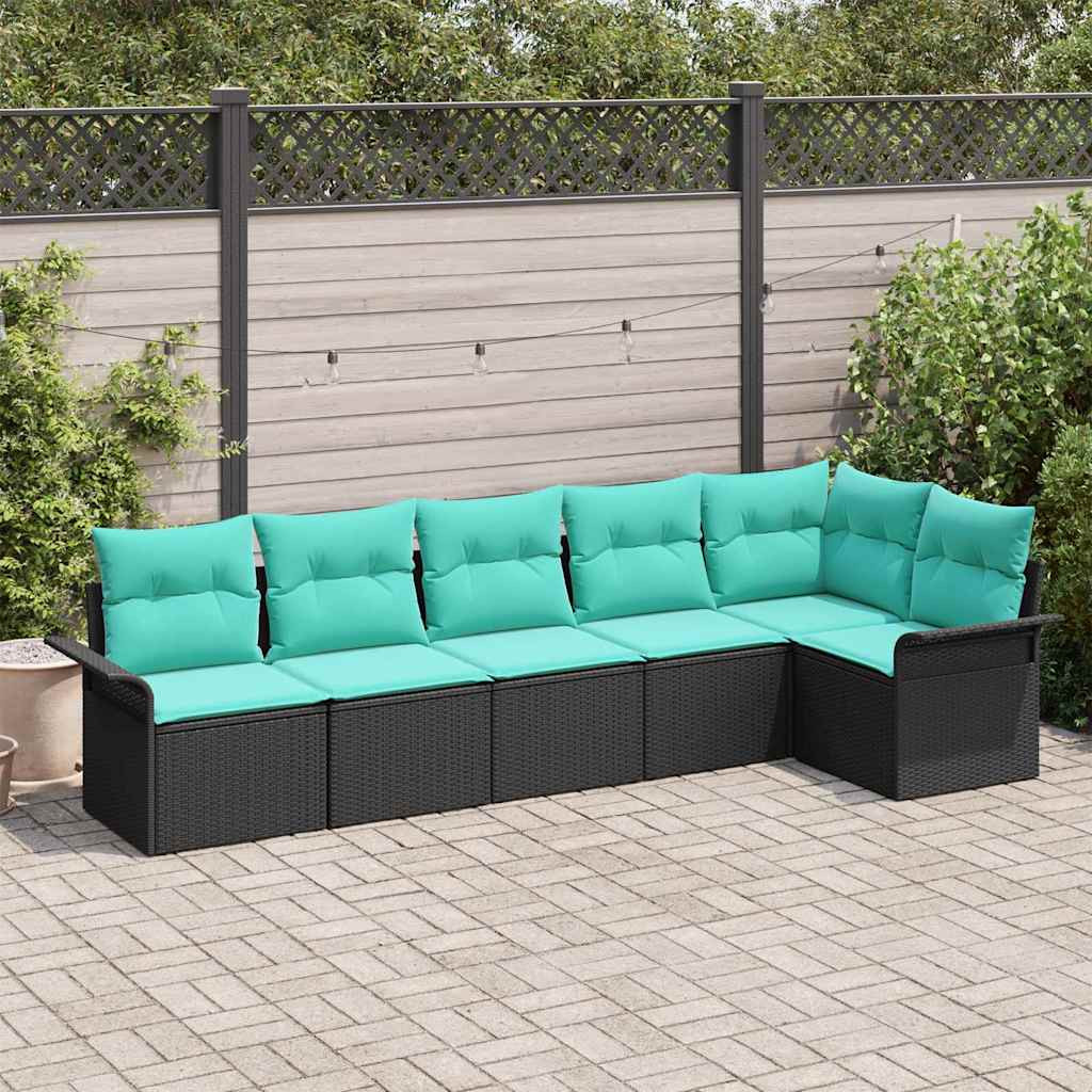 vidaXL Gartensofa-set mit Speicher 6 pcs Schwarz Poly-Rattan