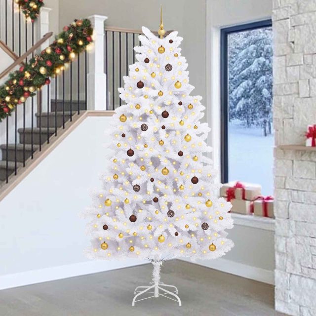vidaXL Künstlicher Weihnachtsbaum Weiß 128 x 128 x 270 cm