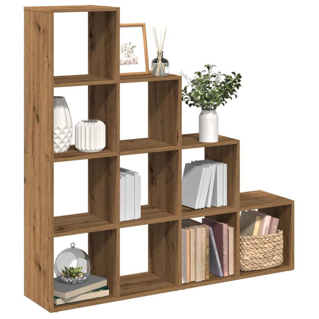 vidaXL Raumteiler-Bücherregal 4 Stufen Artisan-Eiche 131,5x29x131,5 cm
