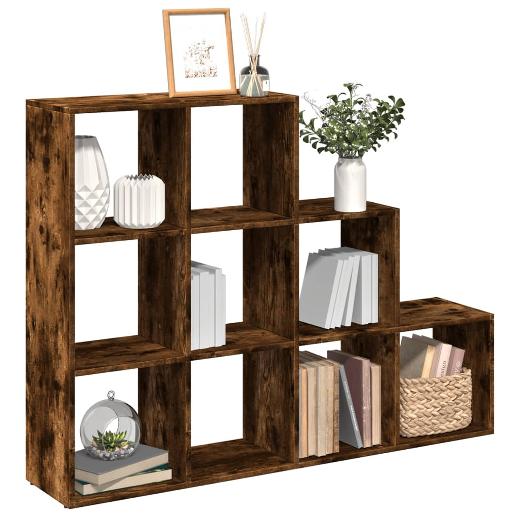 vidaXL Raumteiler-Bücherregal 3 Stufen Räuchereiche 137,5x29x103,5 cm