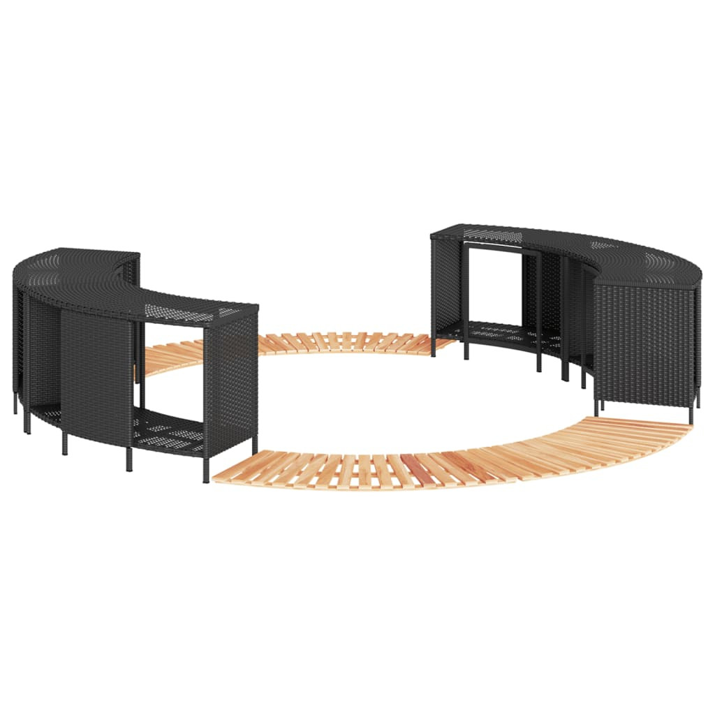 vidaXL Whirlpool-Umrandung Schwarz Poly-Rattan und Massivholz Akazie