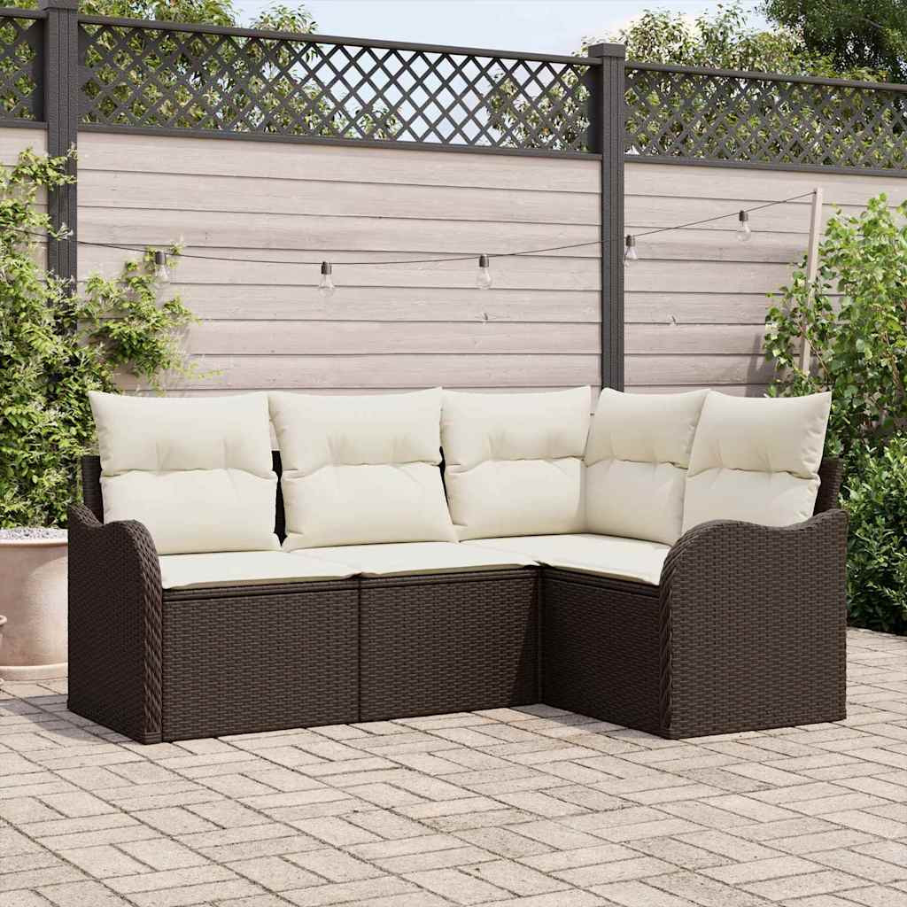 vidaXL Gartensofa-set mit Speicher 4 pcs Braun Poly-Rattan