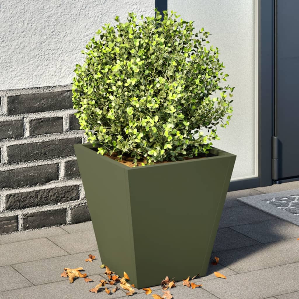 vidaXL Pflanzkübel 2 Stk. Olivgrün 30x30x30 Stahl