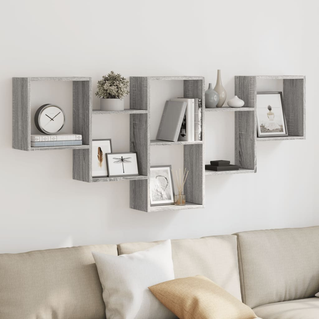 vidaXL Wandregal Grau Sonoma 159x18x66 cm Holzwerkstoff