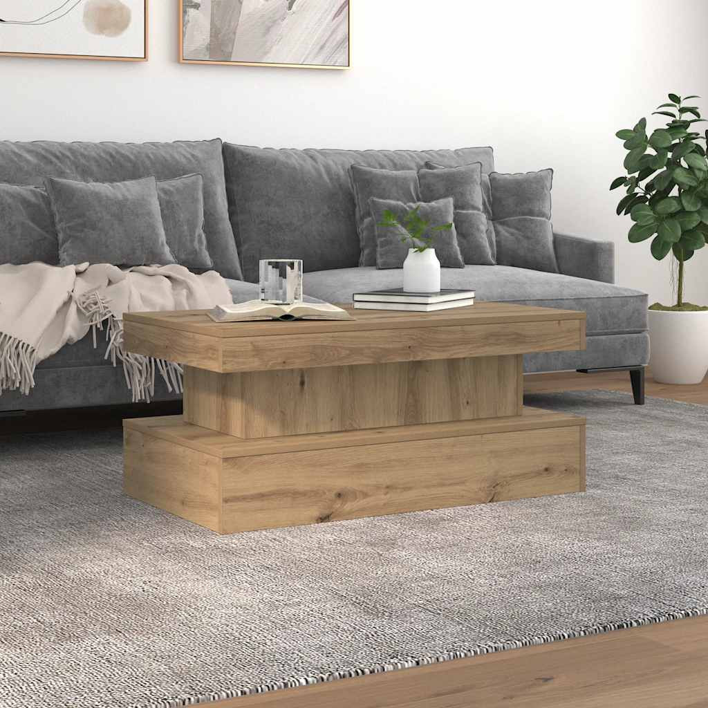 vidaXL Couchtisch mit LED-Leuchten Artisan-Eiche 90x50x40 cm