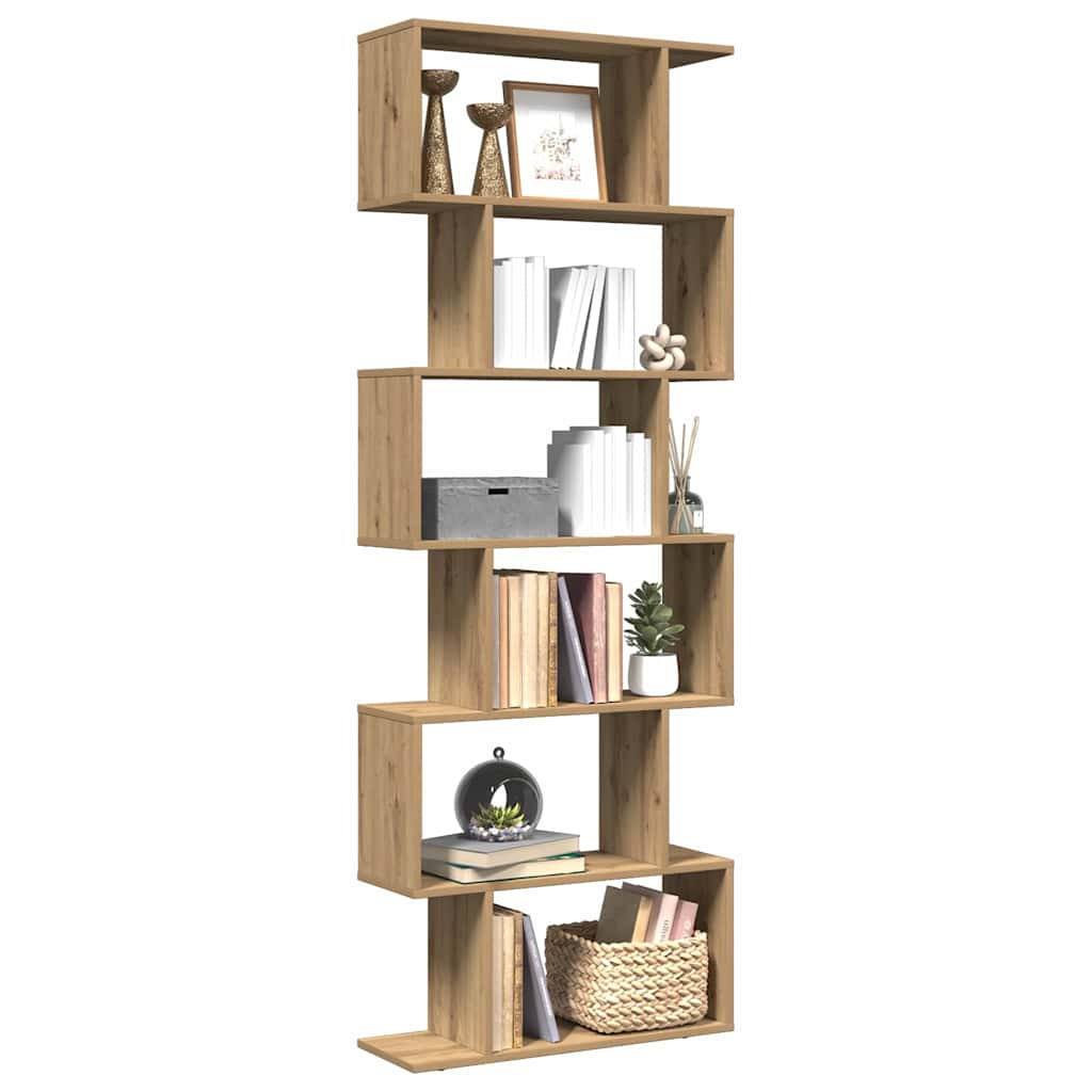 vidaXL Raumteiler-Bücherregal 6 Etagen Artisan-Eiche 70x24x193 cm
