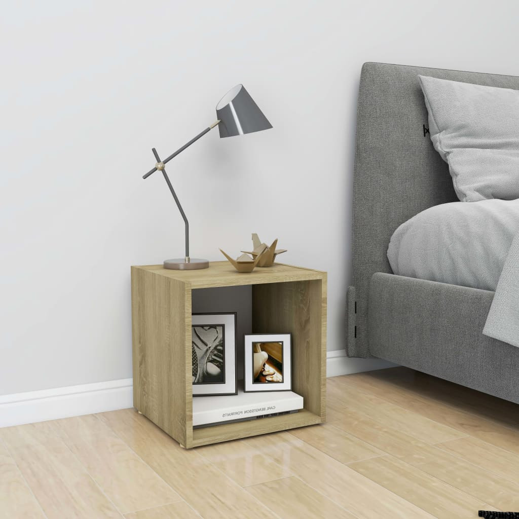 vidaXL TV-Schrank Weiß und Sonoma-Eiche 37x35x37 cm Holzwerkstoff