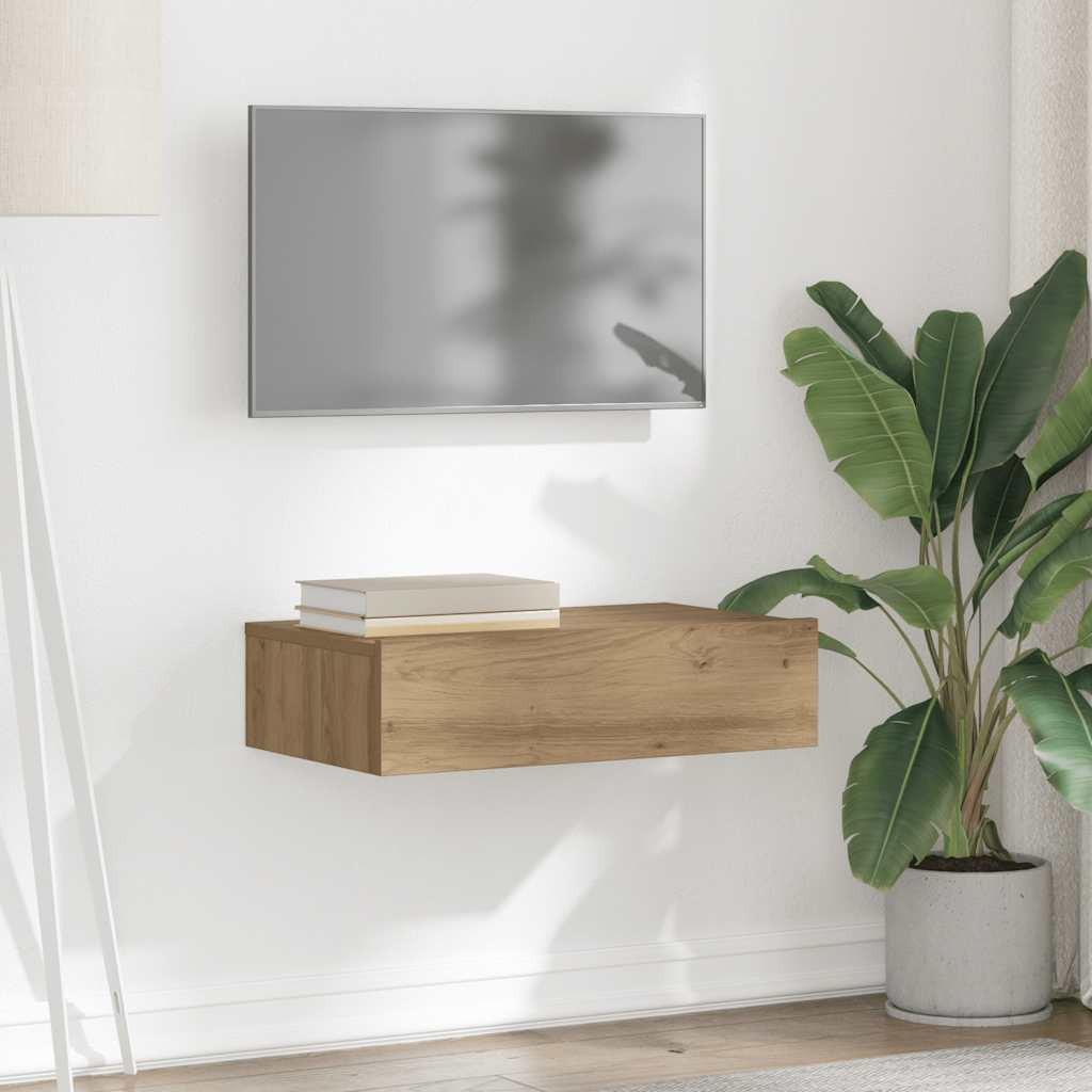 vidaXL TV-Schrank mit LED-Leuchten Artisan-Eiche 60x35x15,5 cm