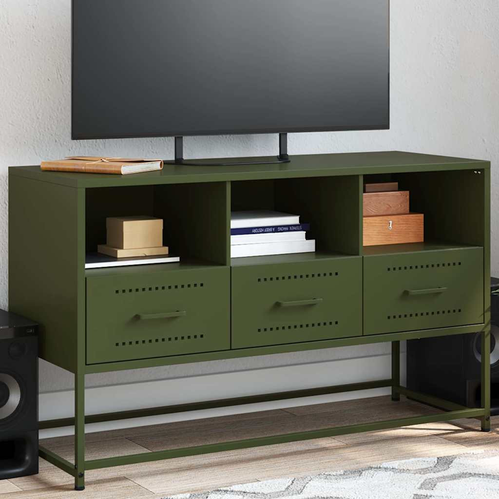 vidaXL TV-Schrank Olivgrün 100,5x39x60,5 cm Stahl