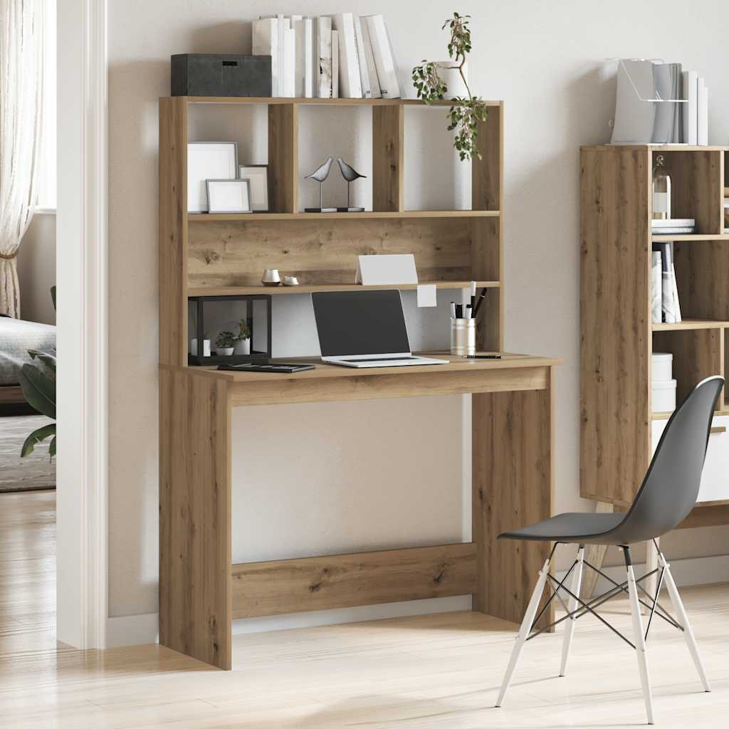 vidaXL Schreibtisch mit Regal Artisan-Eiche 102x45x148cm Holzwerkstoff