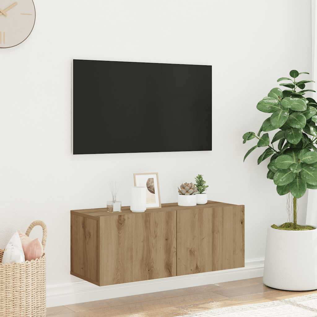 vidaXL TV-Wandschrank Artisan-Eiche 80x30x30 cm Holzwerkstoff