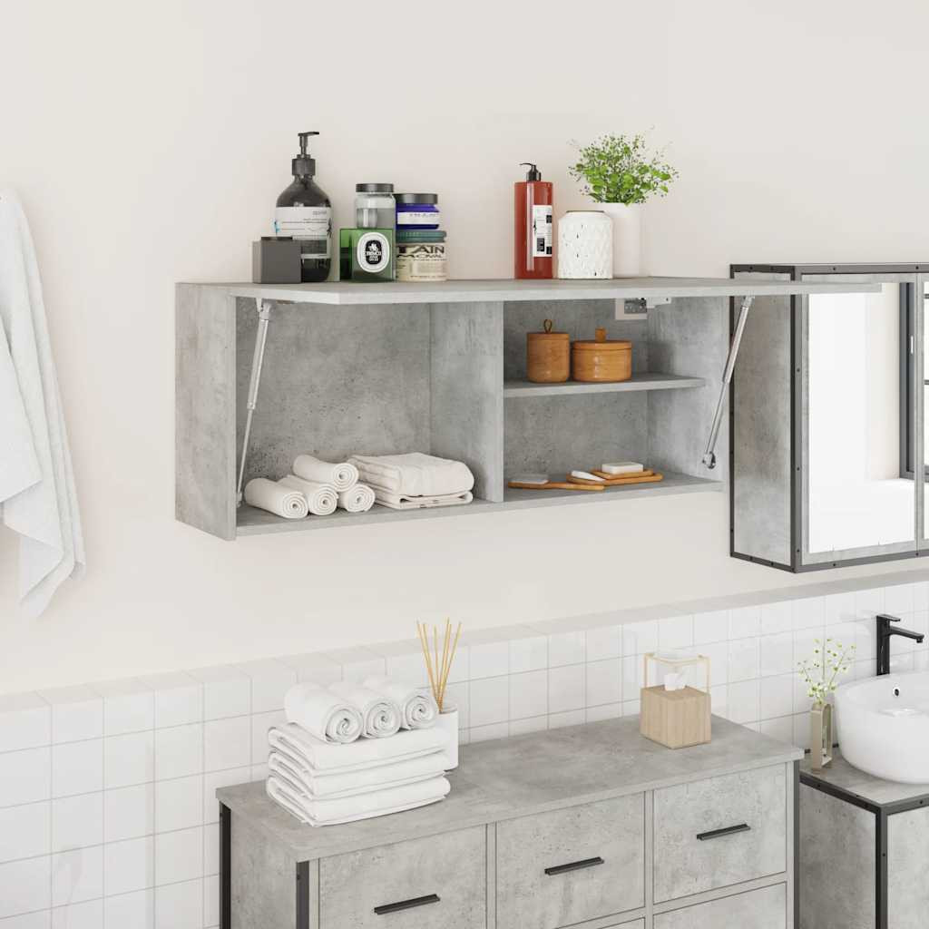 vidaXL Bad-Wandschrank Betongrau 100x25x40 cm Holzwerkstoff