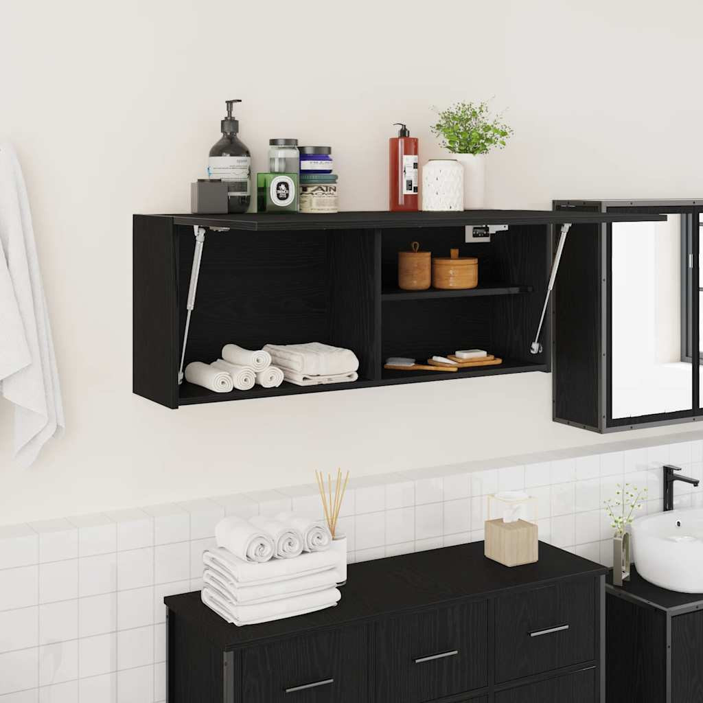 vidaXL Bad-Wandschrank Schwarz 100x25x40 cm Holzwerkstoff