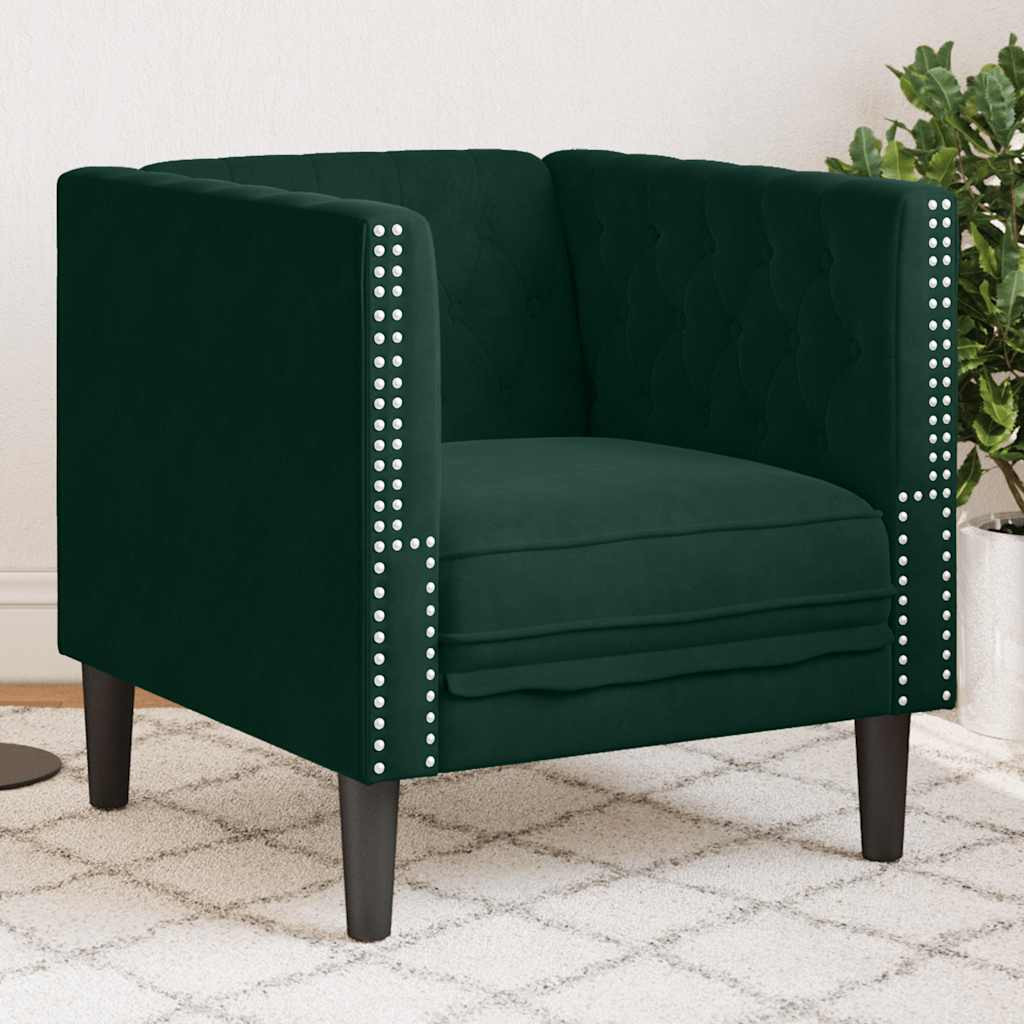 vidaXL Chesterfield-Sessel Dunkelgrün Samt