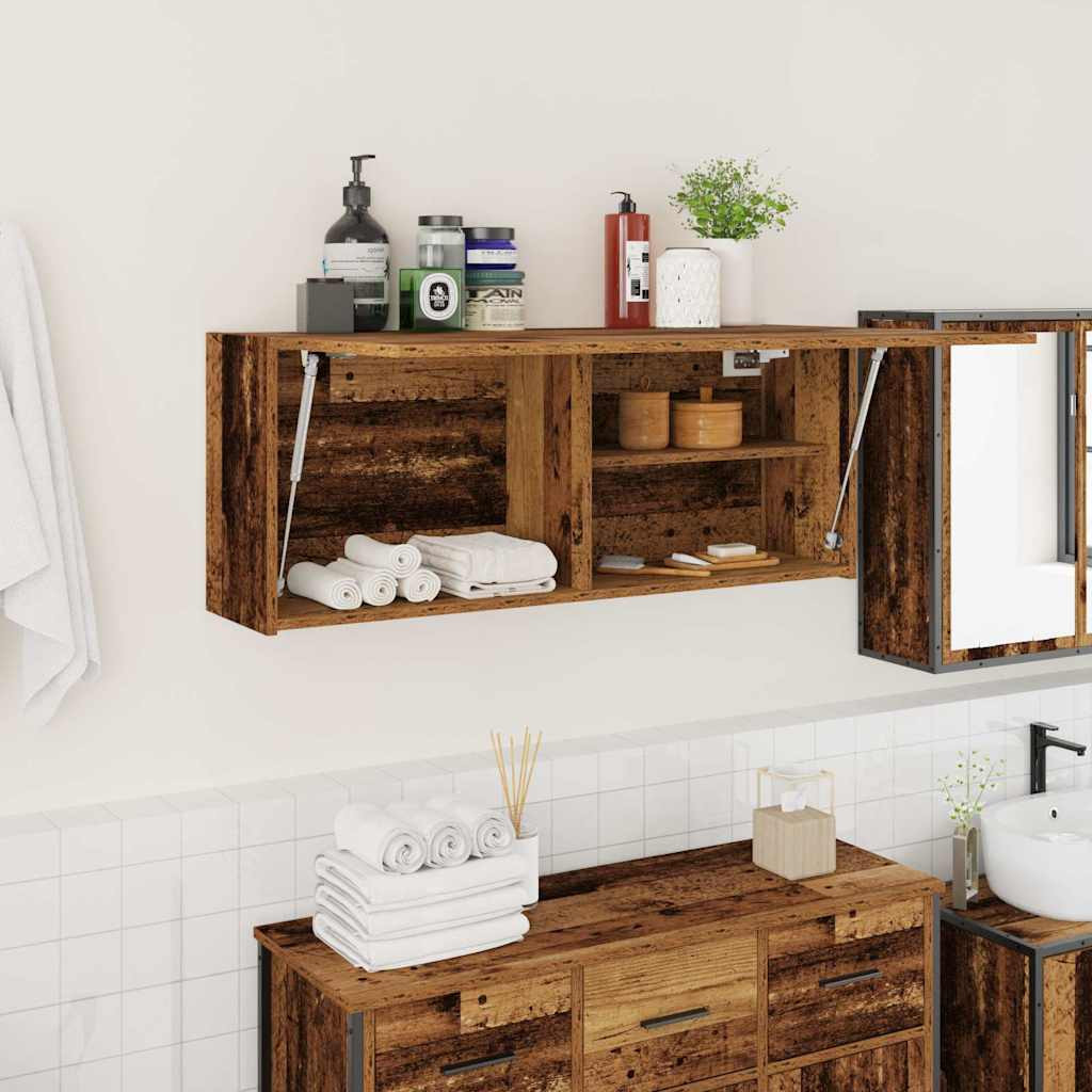 vidaXL Bad-Wandschrank Altholz-Optik 100x25x40 cm Holzwerkstoff