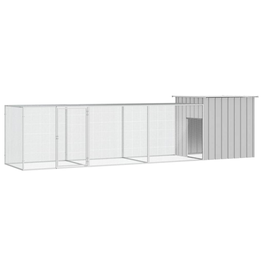 vidaXL Hühnerkäfig Grau 400x91x100 cm Verzinkter Stahl