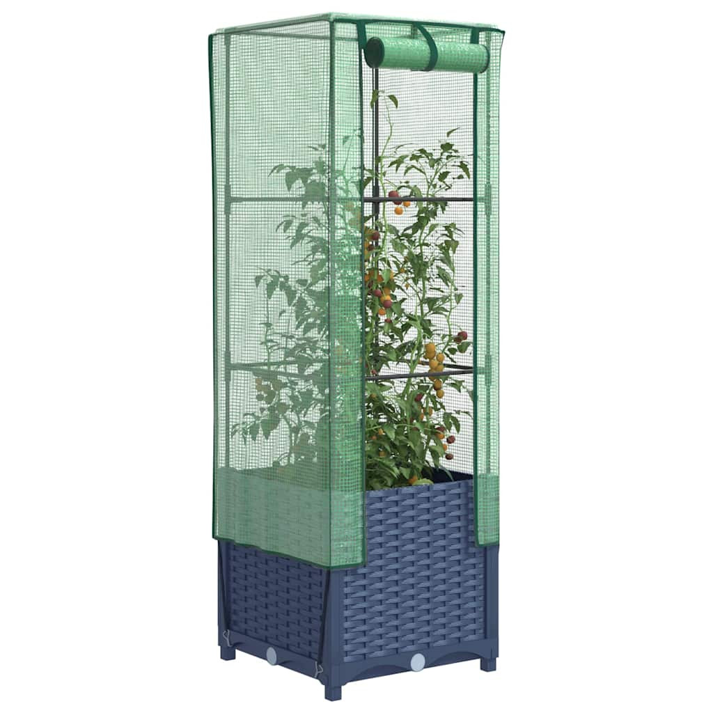 vidaXL Hochbeet mit Gewächshaus-Aufsatz Rattan-Optik 40x40x139 cm